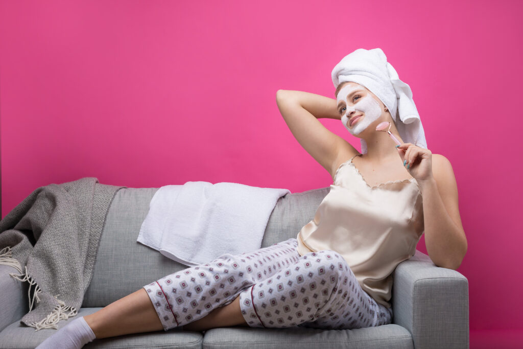 A women preparing herself for laser hair removal treatment